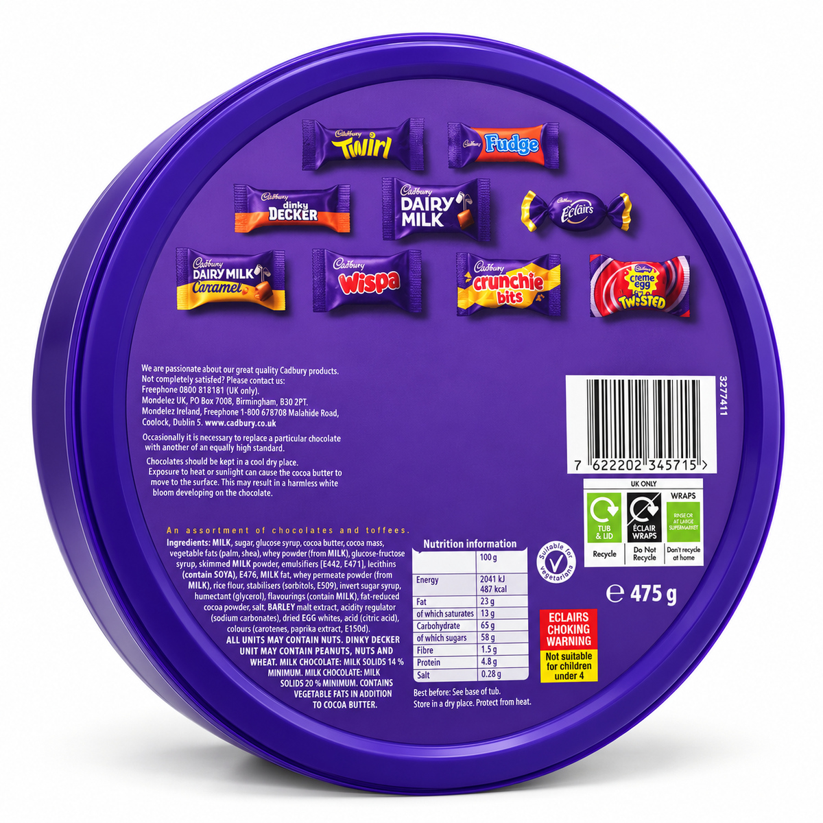 🍫 Cadbury Heroes – 3 кутии × 475 г (1,425 кг) оригинални английски шоколадови бонбони